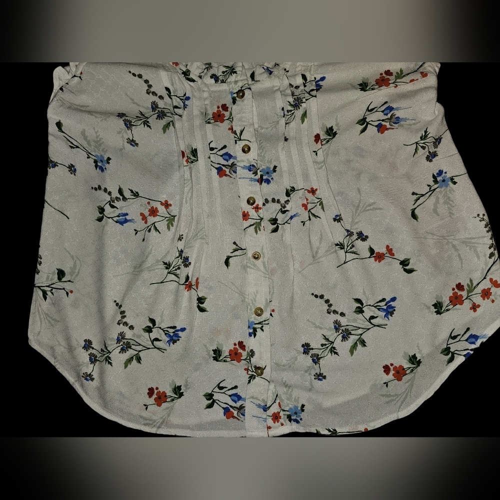 Maeve Anthropologie Floral Ruffle Blouse Boho Cottagecore Button Front Top Sz 4 - Picture 11 of 13